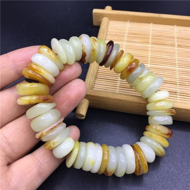 Natural HeTian Jade Abacus Prayer Lucky Bracelet worry beads Thanksgiving Day