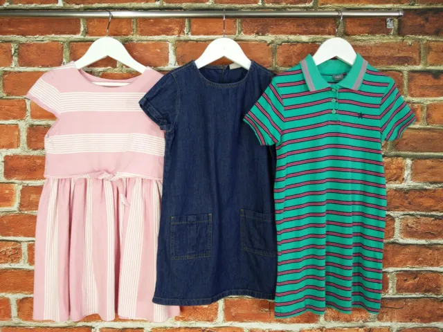 Girls Bundle Age 6-7 Years John Lewis Next Dress Set X3 Denim Striped Kids 122Cm