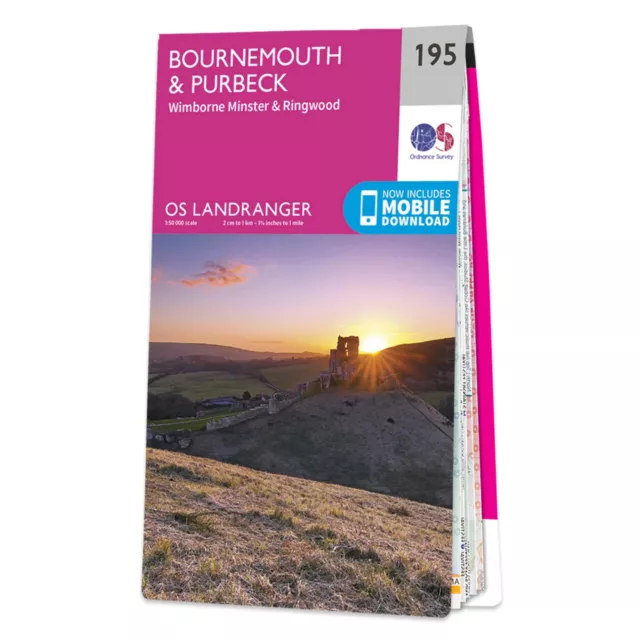 Ordnance Survey Landranger 195 BOURNEMOUTH & PURBECK map scale 1:50 000