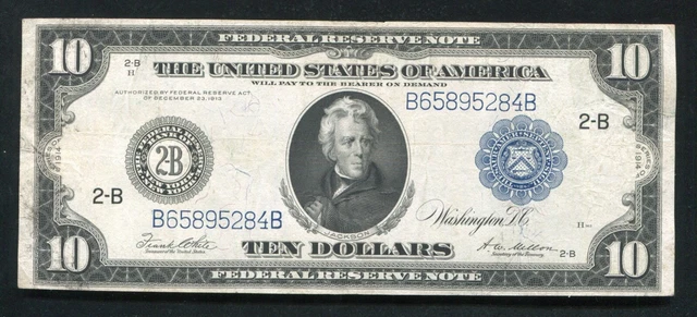 FR. 911c 1914 $10 FRN FEDERAL RESERVE NOTE NEW YORK, NY “TYPE C” VERY FINE+