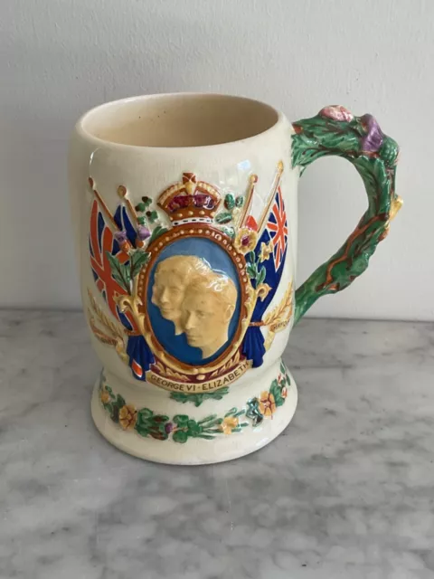 Crown Devon Fieldings Musical Jug Coronation King George VI Queen Elizabeth 1937