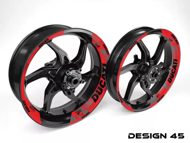 Ducati Motorcycle Half Wheel Style Rim Wrap Decal Sticker Kit For 17 Inch Wheels