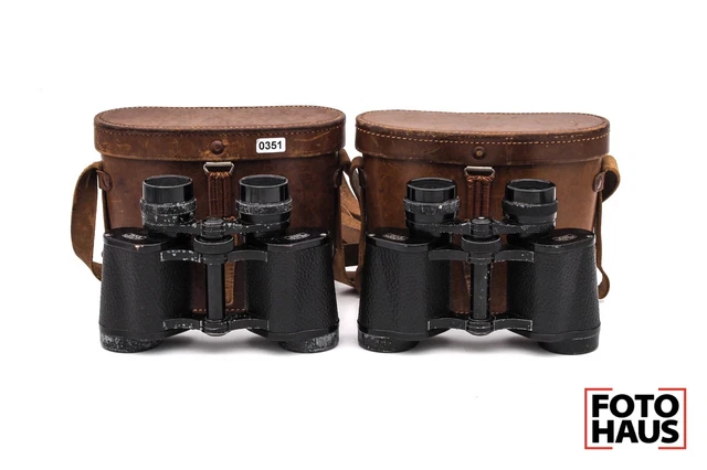 *AS-IS* 2x Carl Zeiss Jena Deltrintem 8x30 Binoculars germany WW II vintage 0351