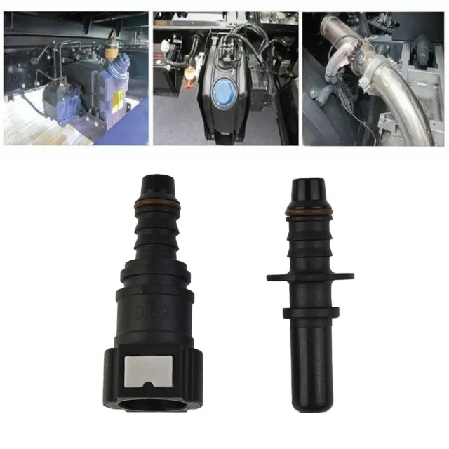 Tuyau Durite Carburant Connecteur 2 Set 9.89-ID8 Droit 9.89mm ID8 Nylon Noir