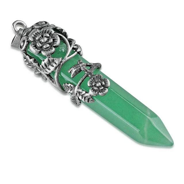 Natural Gemstone Reiki Healing Crystal Quartz Hexagonal Pendulum Stone Pendant