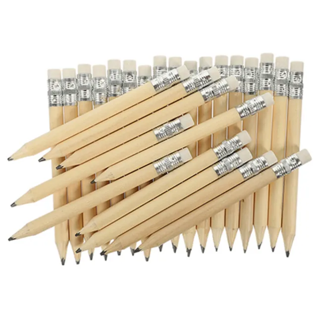 40 Pcs Mini Short Pencil Wooden Office Golf Pencils with Erasers Log Half Size