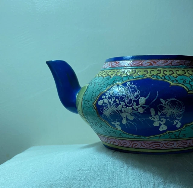 ANTQ CHINESE QING Yixing Zisha Clay Pottery Enamel Teapot Painting