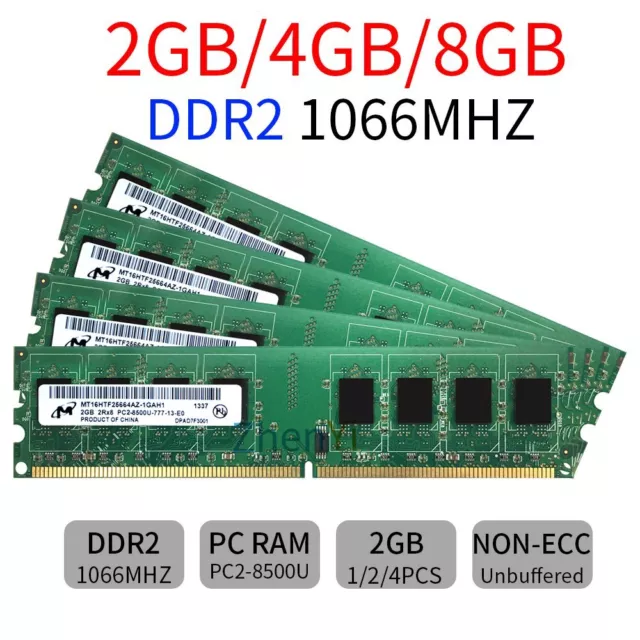 8GB 4GB 2GB PC2-8500 DDR2 1066MHz DIMM 240P Desktop OC Memoria RAM Micron LOT SP