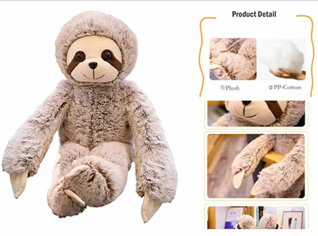 Giant Sloth Plush Toy Kids Stuffed Soft Doll Teddy Animal Xmas Gift 50/70cm UK