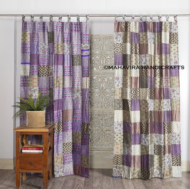 Indien Fenêtre Décoration Beau Patchwork Soie Hippie 102cmx203cm Rideau