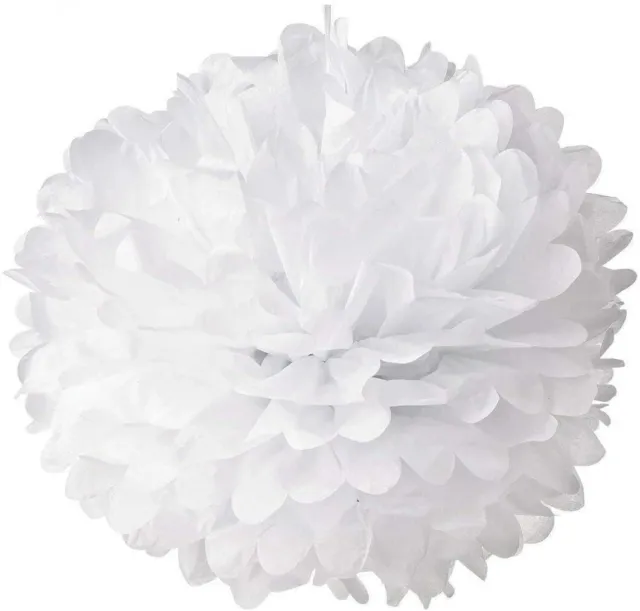 White Tissue Paper Pom Poms Pompoms Flower Birthday Wedding Christmas Party