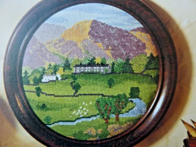 7548]X Stitch Chart-Spring Scene of Lake District, Hills Valley Stream Houses