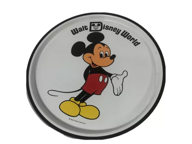 VINTAGE 1970's WALT DISNEY World MICKEY MOUSE METAL 11" ROUND  TRAY WDP