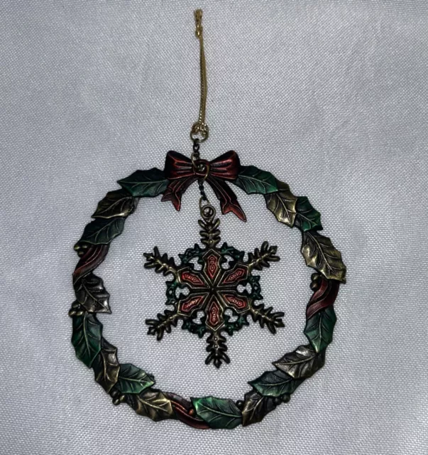 Christmas Ornament Russ Heirloom Collection Wreath And Snowflake Metal