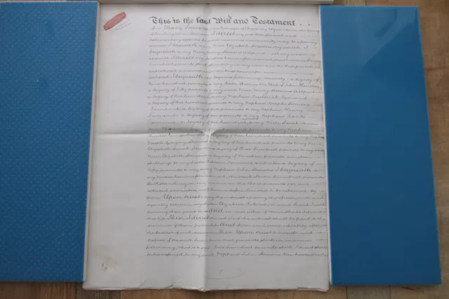 Probate indenture original Will of Mary Steevens deceased, 1862, testator 1864