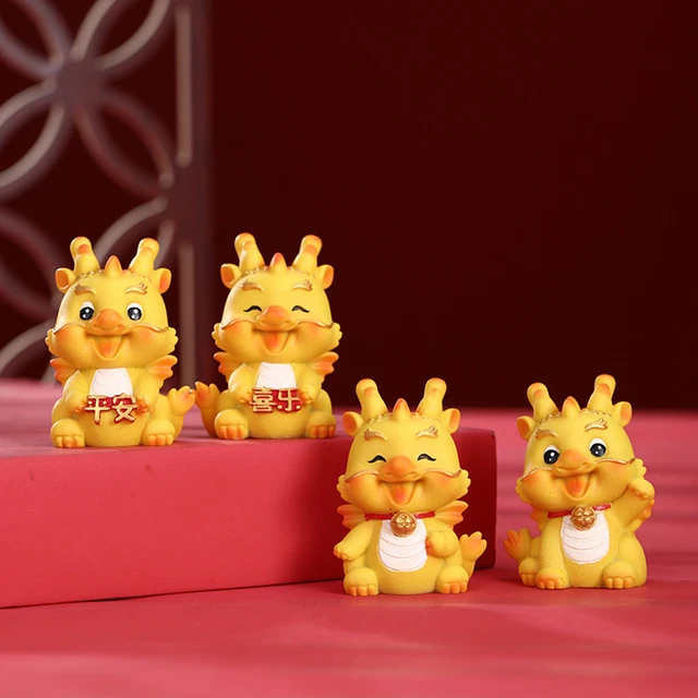 MINIATURE SCULPTURE CHINESE Dragon Statue Adorable Cartoon Figurine