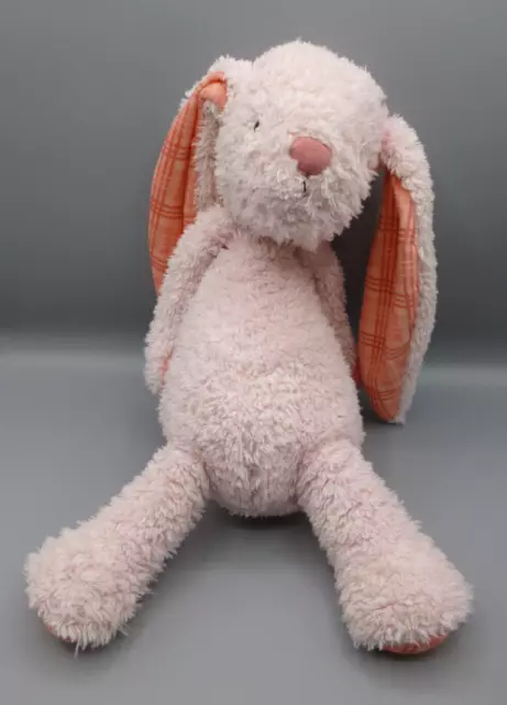 Manhattan Toy Pink Bunny Rabbit Soft Plush Beanie Toy Gingham Ears & Feet 15"
