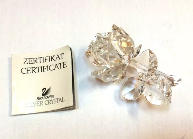 Swarovski Crystal 7478 001 Rose Flower Dew Drop Leaves w/Certificate NEW IN BOX