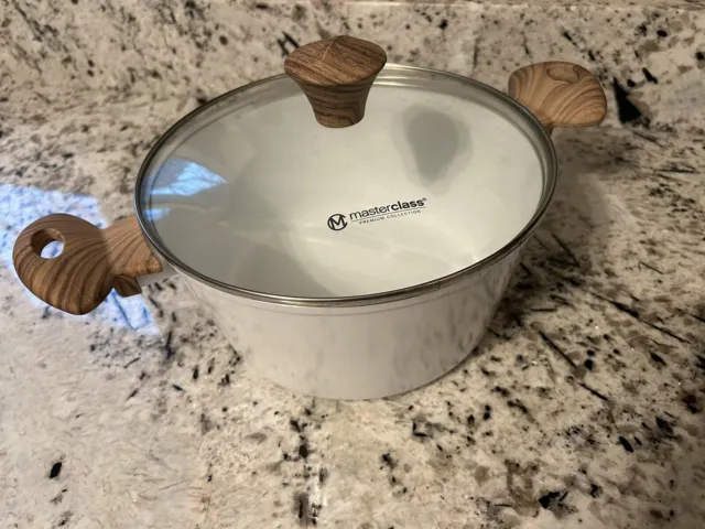 Masterclass Premium Cookware Casserole Pot 2.5qt White NEW