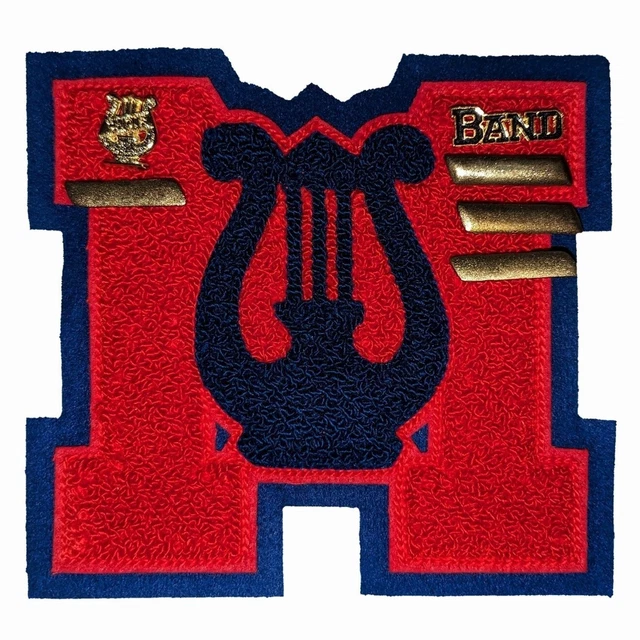 VINTAGE HIGH SCHOOL Varsity Letterman Jacket Patch, Letter M Band