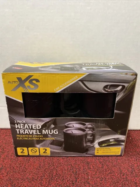 Auto XS 12V Electric Heated Travel Mug Coffee Tea Cup Warmer 2-Pack
