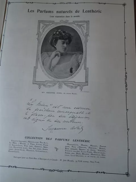 LENTHERIC parfum La Féria  Suzanne AVRIL publicité papier ILLUSTRATION 1904