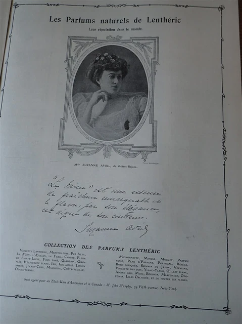 LENTHERIC parfum La Féria  Suzanne AVRIL publicité papier ILLUSTRATION 1904