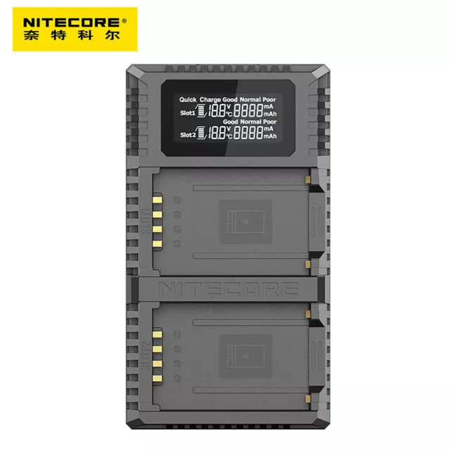 NITECORE FX2 PRO Dual Slot USB Digital Charger for Fuji NP-T125 Camera Batteries