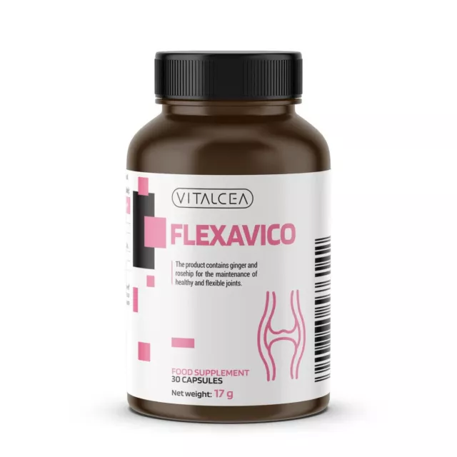 Flexavico: Ginger Rose Glucosamine Collagen Hyaluronic acid || 30caps.