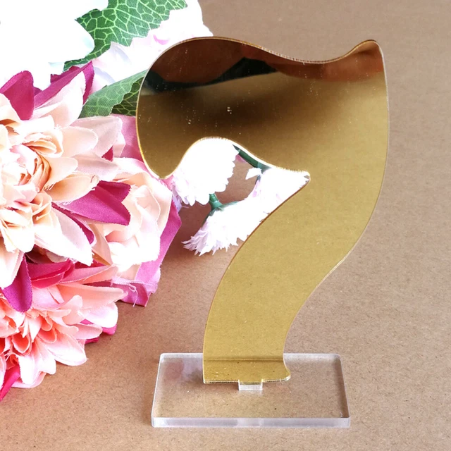 Tavolo Matrimonio Numero 0-9 Specchio Acrilico Numeri Oro Segnaposto