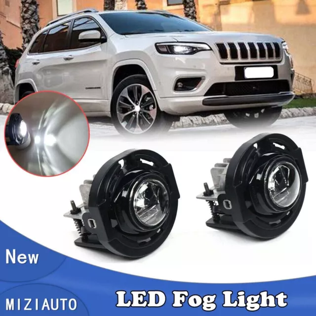 Pair Front Bumper LED Fog Lights Driving Lamp For Jeep Grand Cherokee 2014-2019