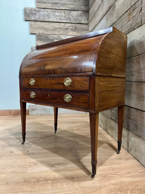 19Th Century Antique Victorian Sheraton Mahogany Writing Bureau Desk Circa 1860