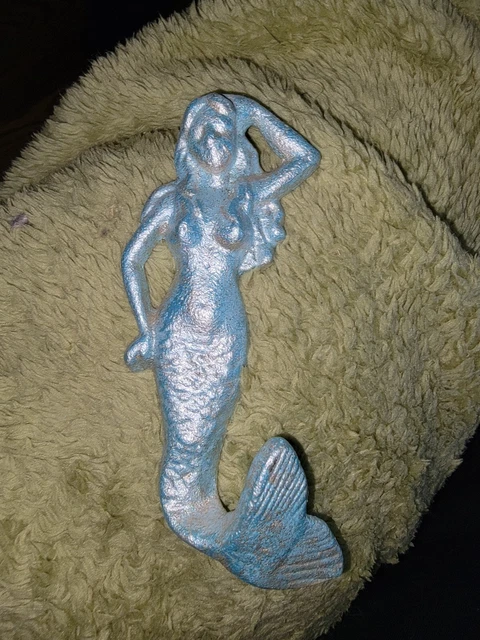 Mermaid Hook Posed Wall Beach Towel Coat Nautical Rustic Cast Iron Hanger Metal