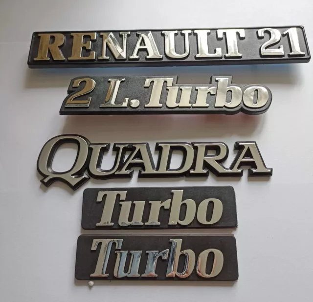 ⭐ Neu Monogramme Renault 21 + 2L.TURBO +Quadra+Turbolader Flügel x2 Chrom R21