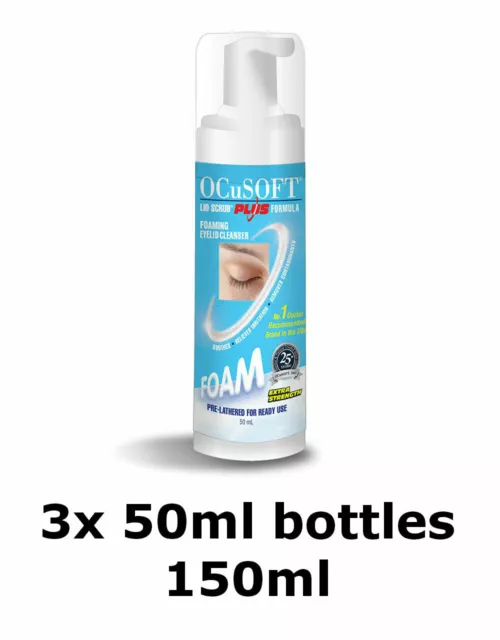 150ml 3x 50ml Ocusoft Deckelpeeling PLUS Schaum Augendeckel Reiniger Make-up Entferner