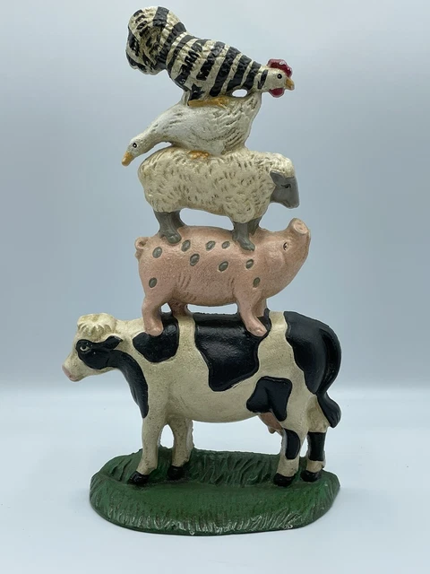 Midwest Importers Of Cannon Falls Cast Iron Door Stop Farm Animals Cow Pig Sheep