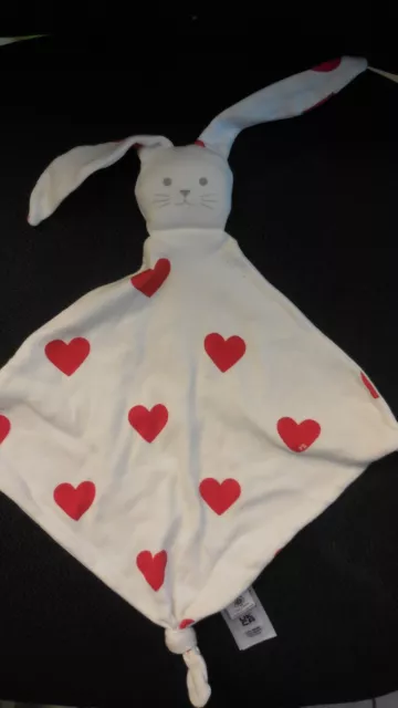 192B/ doudou plat lapin blanc coeur rouge PETIT BATEAU - état NEUF -