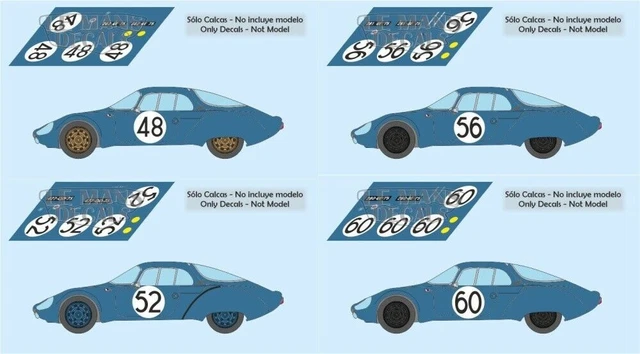 Décalcomanies Jaguar Type E Le Mans 1962 - Pour Modèles 1:32, 1:24, 1:43, 1:18 Et Slot Cars - NEUVES