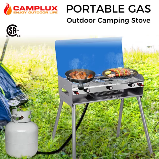 Camplux Portable Gas Camping Stove Outdoor Caravan Cooking 2 Burner Grill Cooker