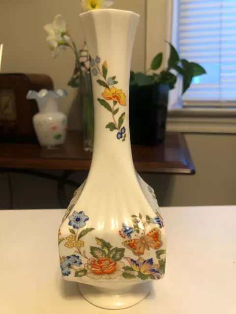 Aynsley Fine English Bone China Vase. 7" Cottage Garden - Made In England -