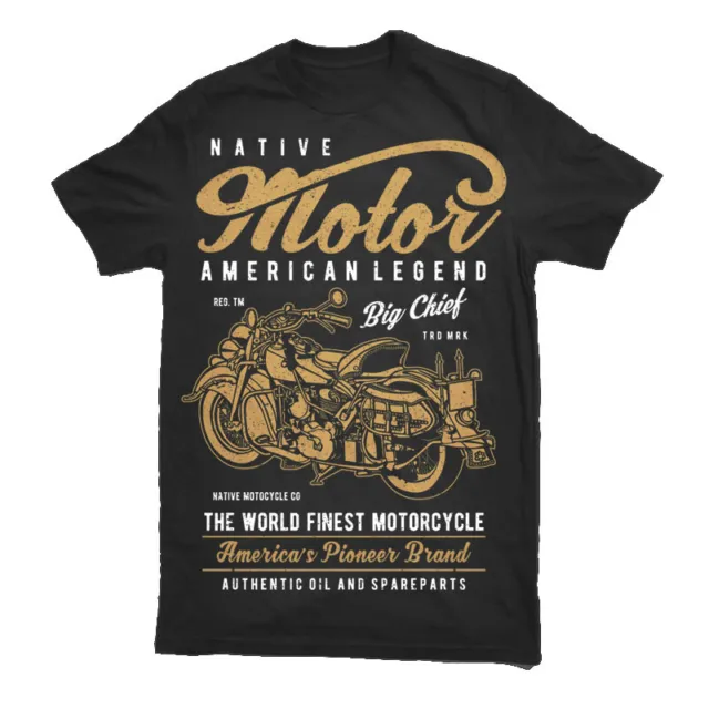 T Shirt Native Motorcycle Biker Motorbike Gift Cafe Racer Garage S-3XL