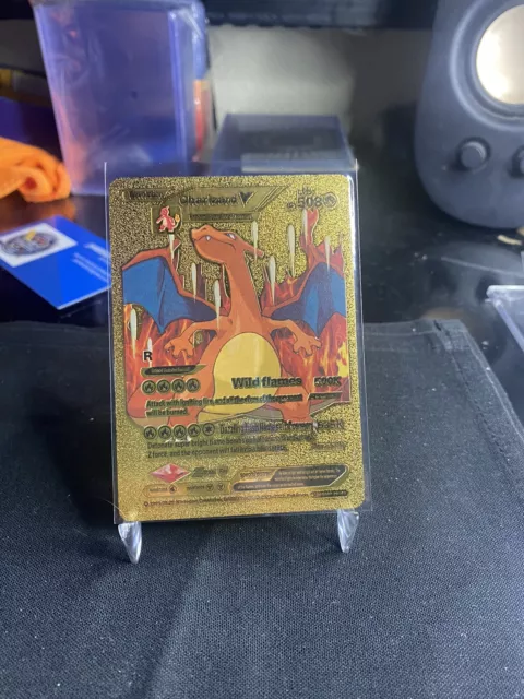 Charizard V Gold Foil Pokemon Card hp 508 Evolution Fan Art