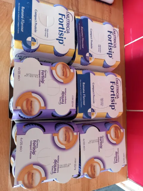 Nutricia Fortisip compact  protein shakes drinks 125ml x 24  Banana and Mocha