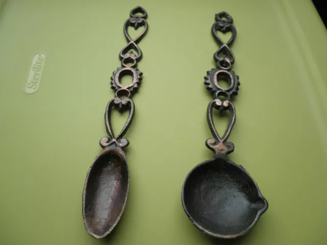 2pc Vintage Cast Iron Hanging Utensils- Spoon and Ladle TAIWAN