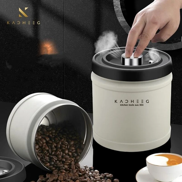 VACUUM SEALED COFFEE Bean Container Air Tight Storage Jar Steel