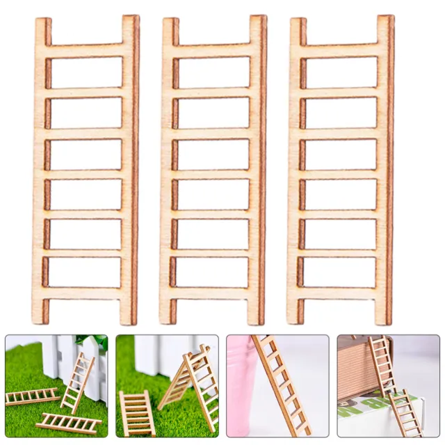 Mini Wooden Step Ladder for Fairy Garden and Dollhouse Decor (20pcs)