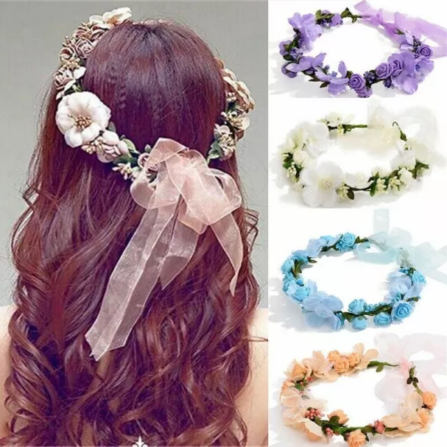 Girl Floral Crown Boho Flower Headband Hairband Wedding Hair Garland Headpiece