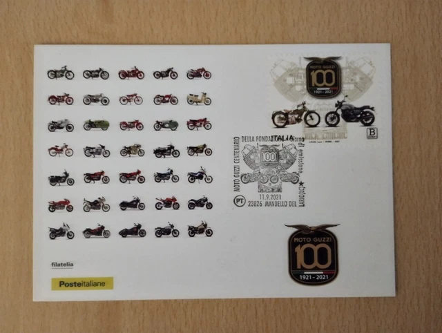 Moto Guzzi 100 Anni Cartolina Poste Italiane Mandello