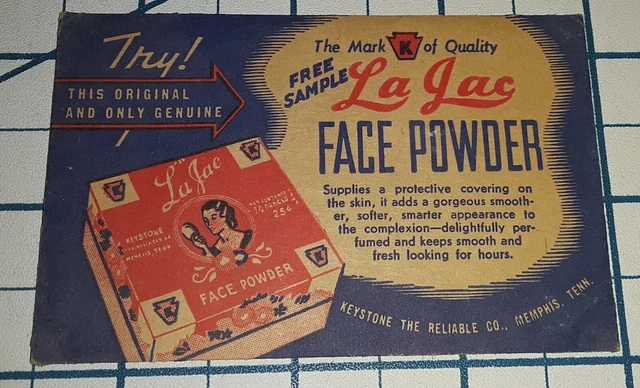 1950s LA JAC Face Powder Free Sample Package Chocolate Brown Harlem Tan #2 Black