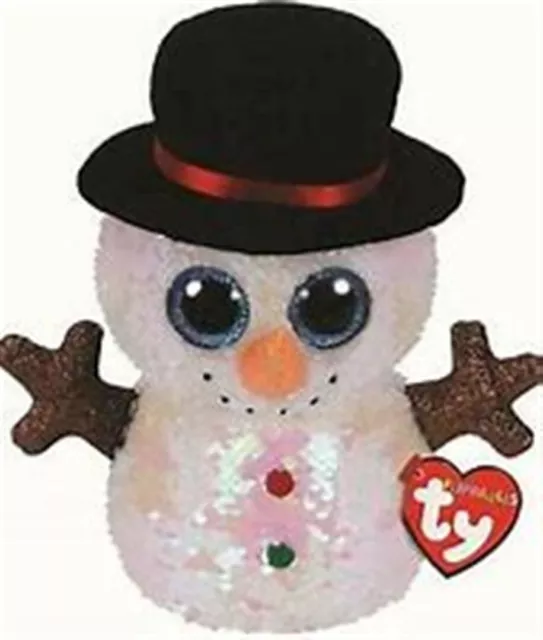 Lentejuelas Ty Beanie Boo Abatibles Melty The Snowman Limitadas 6 Pulgadas